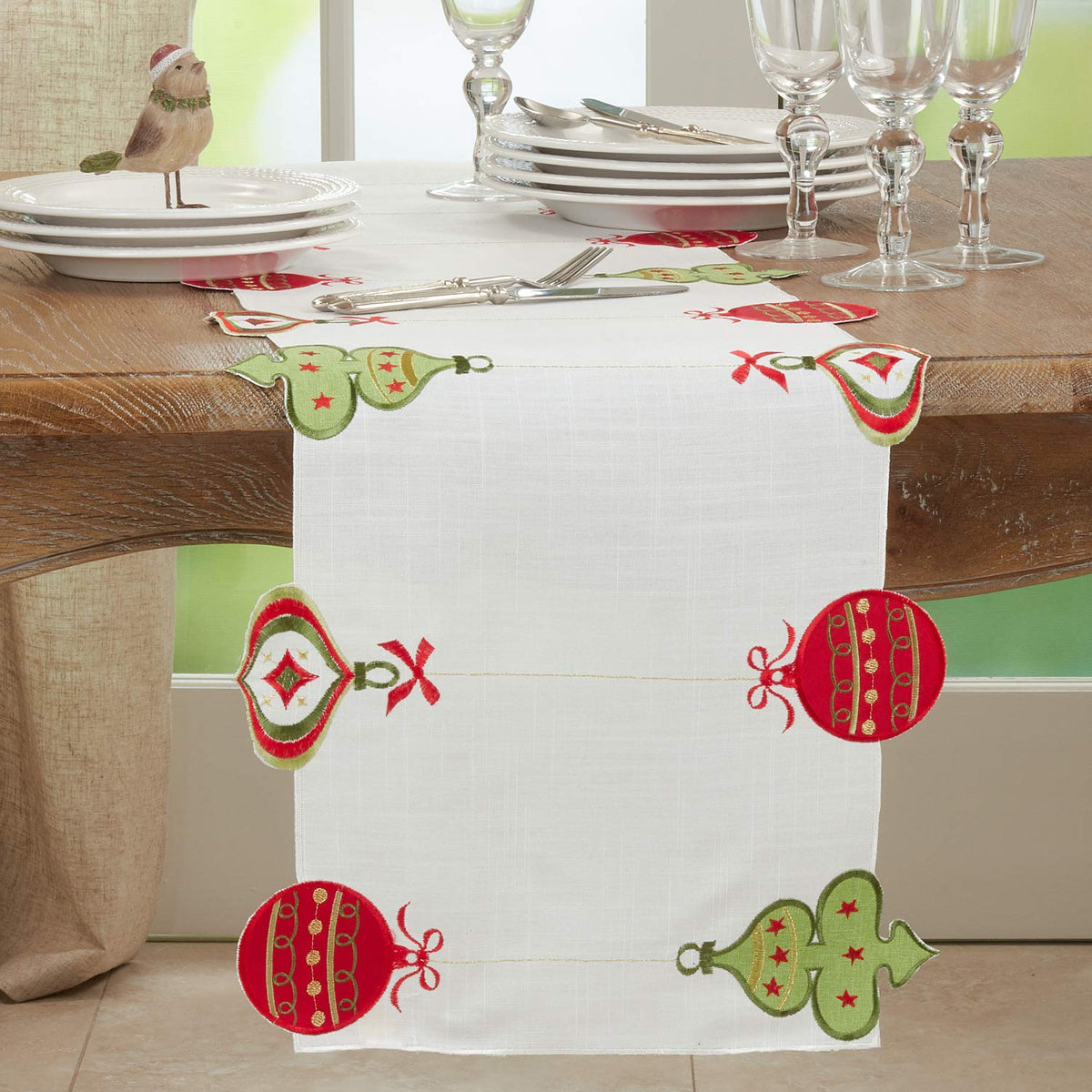 Ornaments Holiday Table Runner 16" W x 72" L
