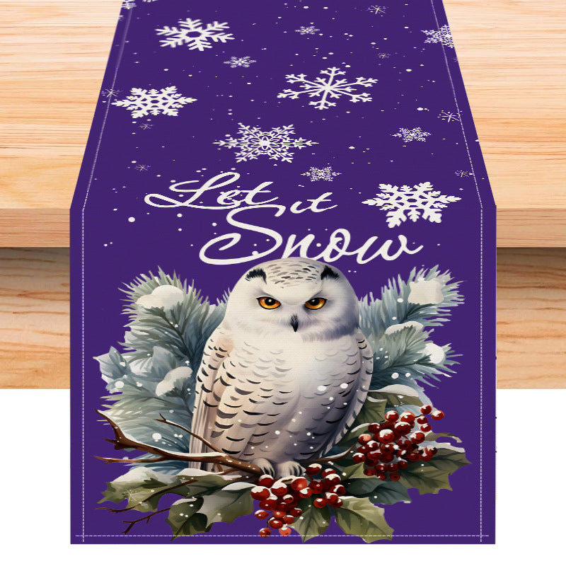White owl table runner