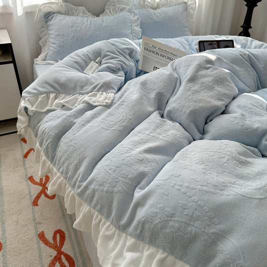 lace carved velvet warm duvet cover