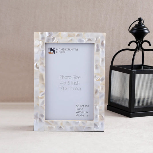 Mother of Pearl Inlay Picture Frame White