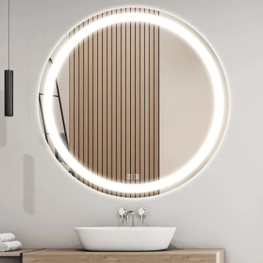 Round Led Mirror Bathroom Vanity Mirror With Dimmable Lights