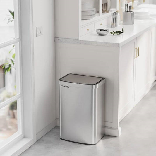 13-Gallon Stainless Steel Kitchen Trash Can with Hand Wave Motion Sensor Lid
