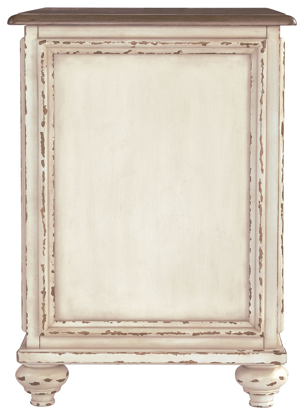 Chair Side End Table - Insert Mirror - White / Brown