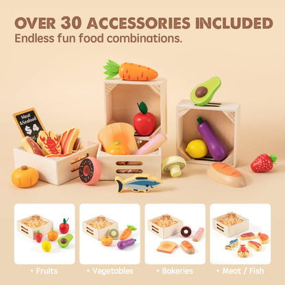 Wooden Play Food for Play Kitchen