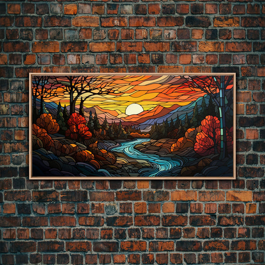 Stained Glass Style Fall Centerpiece Wall Art