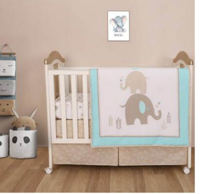 4 Piece Baby Crib Bedding Set Reversible Comforter