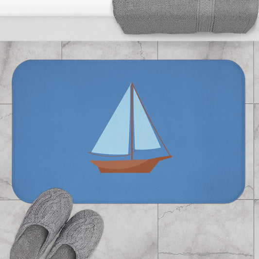 Nautical Vintage Sailboat Bath Mat
