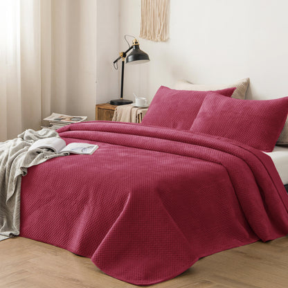 Lightweight Velvet Bedspread Set Queen/King