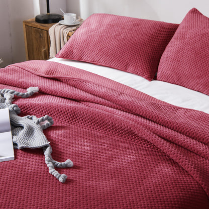 Lightweight Velvet Bedspread Set Queen/King