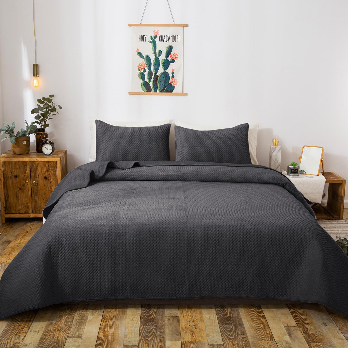 Lightweight Velvet Bedspread Set Queen/King