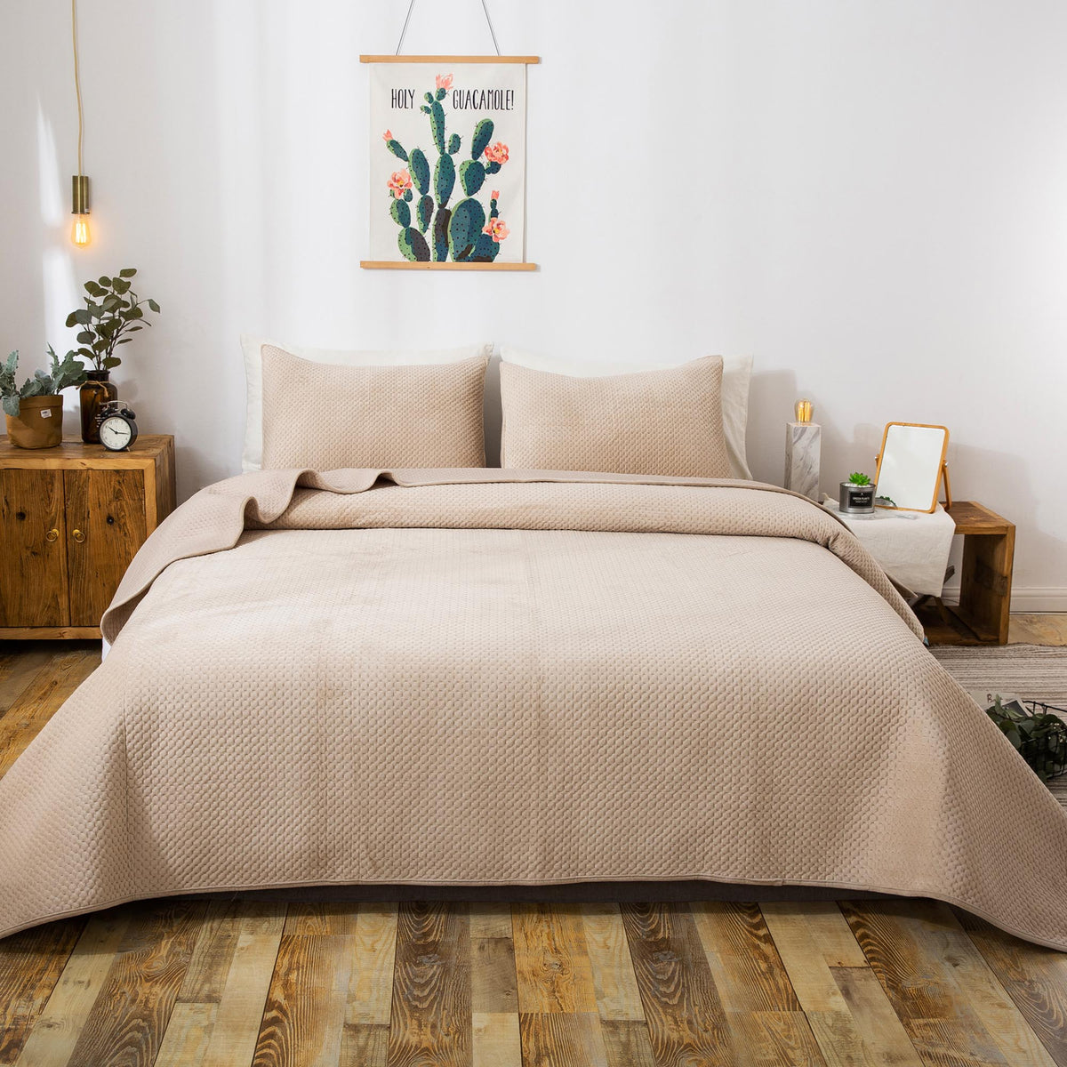 Lightweight Velvet Bedspread Set Queen/King
