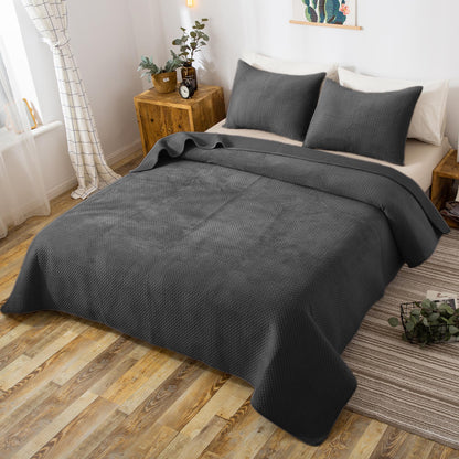 Lightweight Velvet Bedspread Set Queen/King