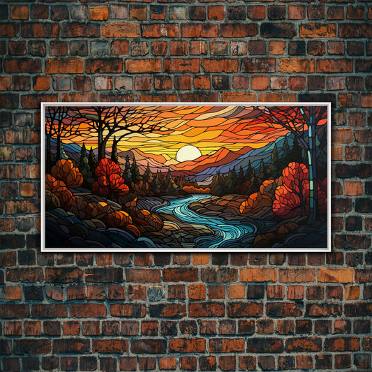 Stained Glass Style Fall Centerpiece Wall Art