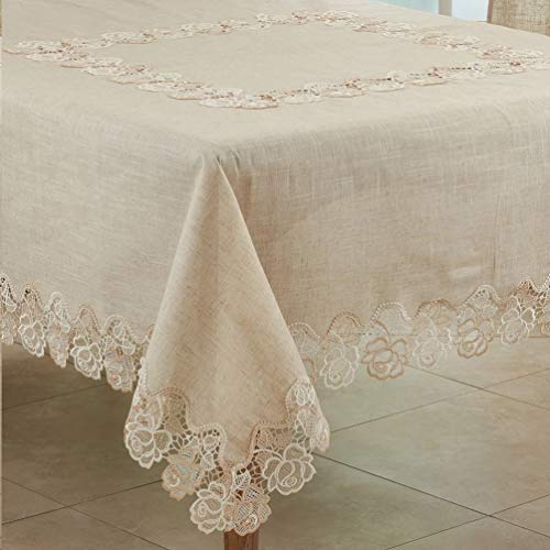 Elegant Lace Rose Border Tablecloth 54" W x 54"