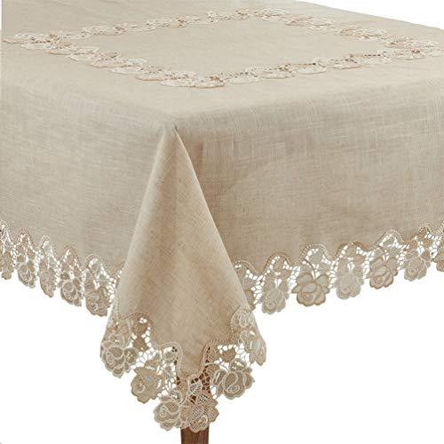 Elegant Lace Rose Border Tablecloth 54" W x 54"
