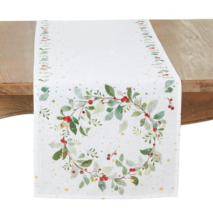 Red Berry Wreath Table Runner 16" W x 72" L