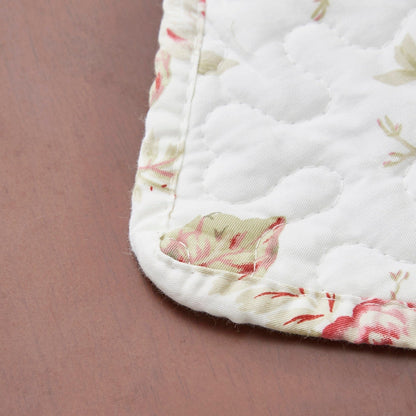 DaDa Bedding Set of 4-Pieces Dainty Cottage Floral Roses Quilted Cotton Dining Table Placemats 13” x 19” (3036)