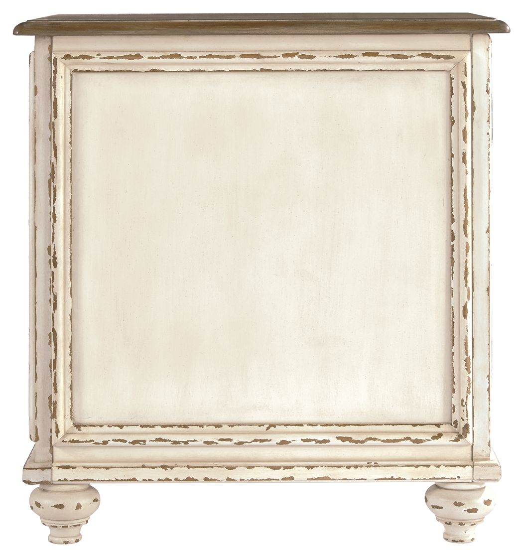 Chair Side End Table - Insert Mirror - White / Brown