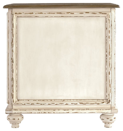 Chair Side End Table - Insert Mirror - White / Brown
