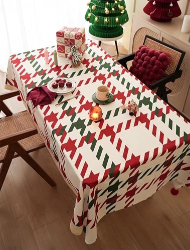 Red and Green Holiday Plaid Christmas Tablecloth