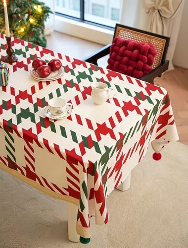 Red and Green Holiday Plaid Christmas Tablecloth