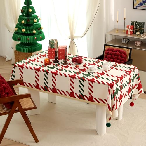 Red and Green Holiday Plaid Christmas Tablecloth