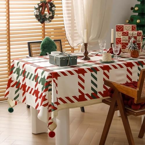 Red and Green Holiday Plaid Christmas Tablecloth