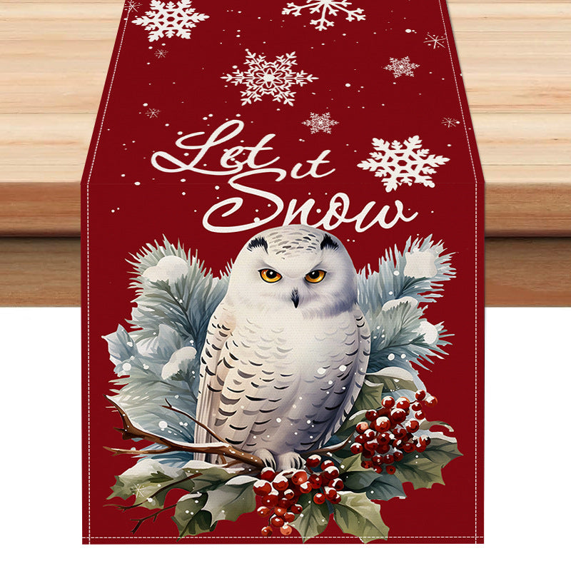 White owl table runner