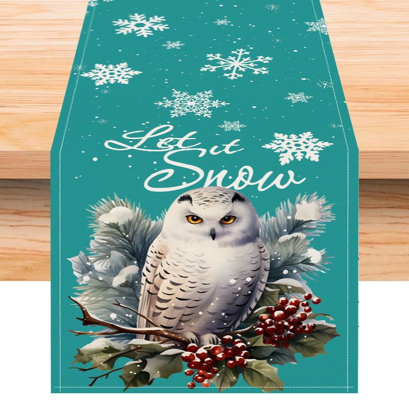 White owl table runner