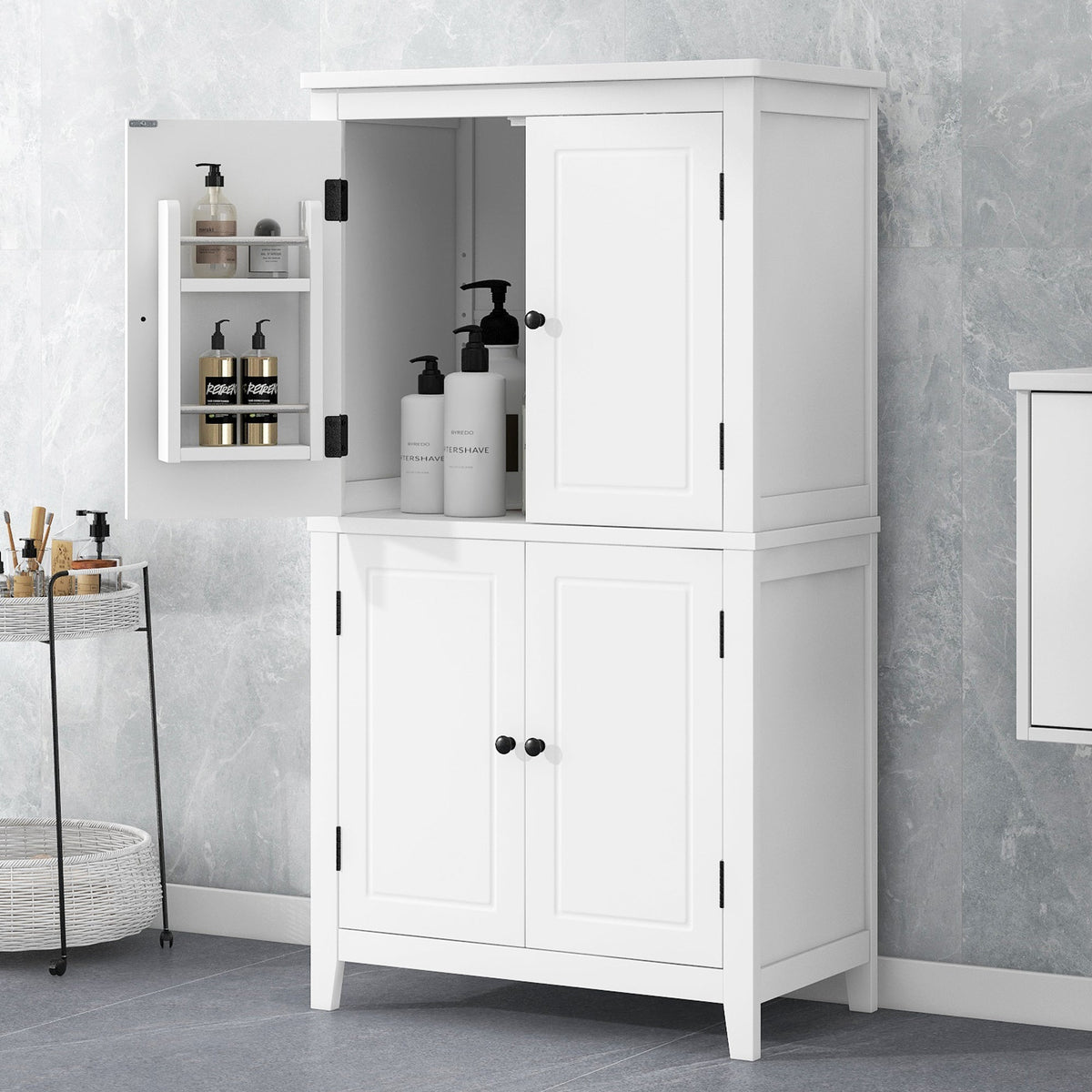 Bathroom floor storage cabinet