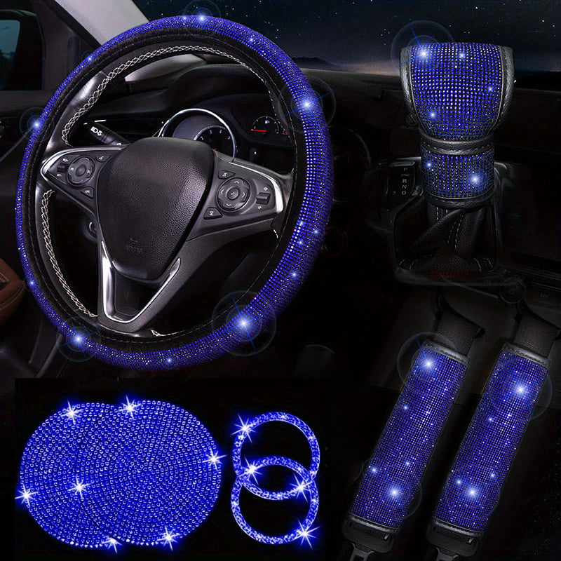 Diamond Set Leather Steering Wheel Cover