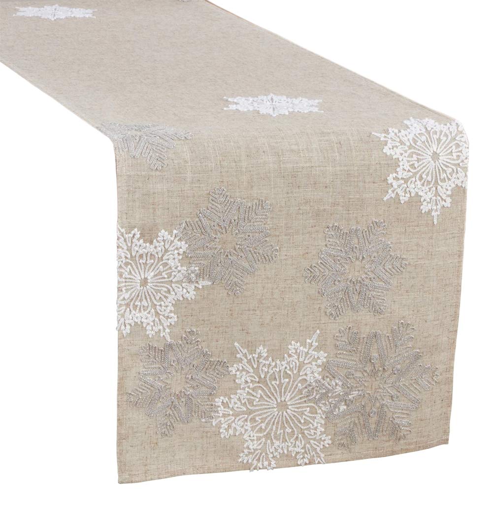 Snowflake Embroidery Table Runner 16x70 Inch Rectangular