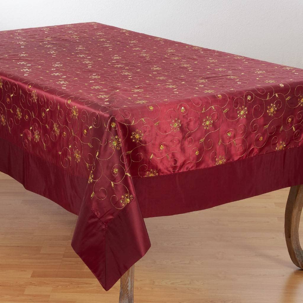 Fennco Styles Elegant Sequined & Embroidered Christmas Tablecloth