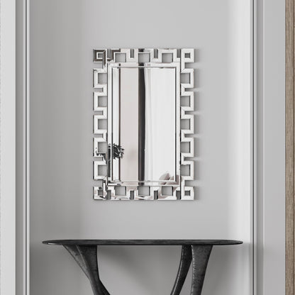 Large Wall-Mounted Silver Decorative Rectangular Wall Mirror