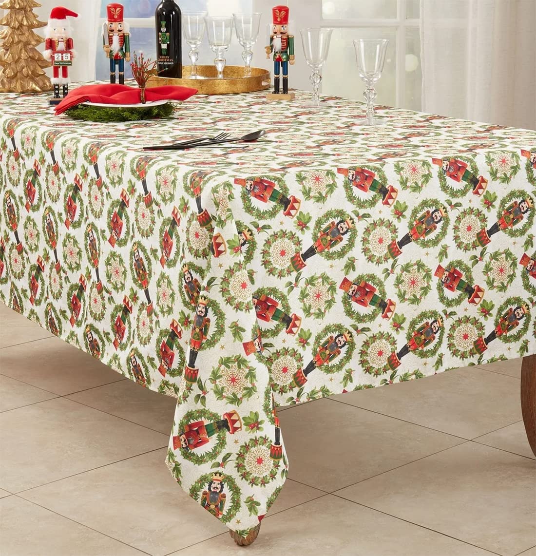 Nutcracker Holiday Tablecloth 65" W X 84"