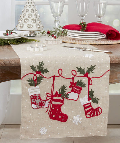 Christmas Stocking Table Runner 16" W x 70" L