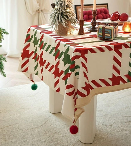 Red and Green Holiday Plaid Christmas Tablecloth