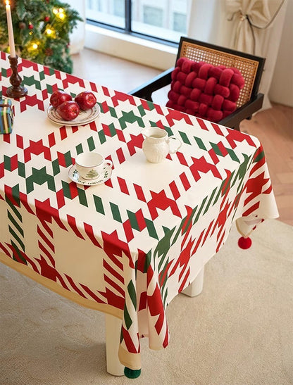 Red and Green Holiday Plaid Christmas Tablecloth