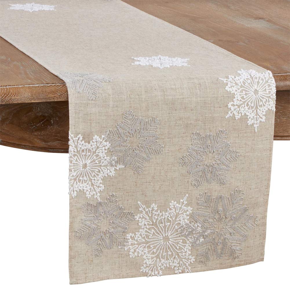 Snowflake Embroidery Table Runner 16x70 Inch Rectangular