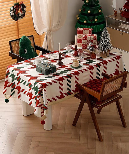 Red and Green Holiday Plaid Christmas Tablecloth