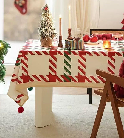 Red and Green Holiday Plaid Christmas Tablecloth
