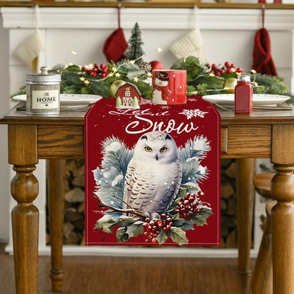 White owl table runner