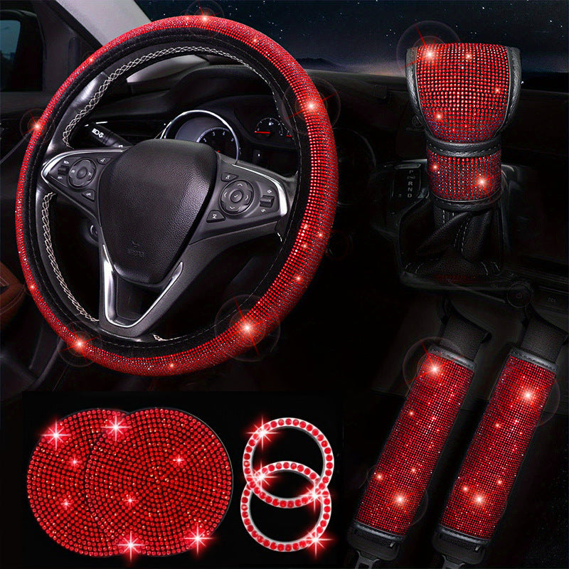 Diamond Set Leather Steering Wheel Cover