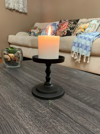 Vibhsa Pillar Candle Holder | Matte Black, 4.5"H, Fits 3.5" Candles