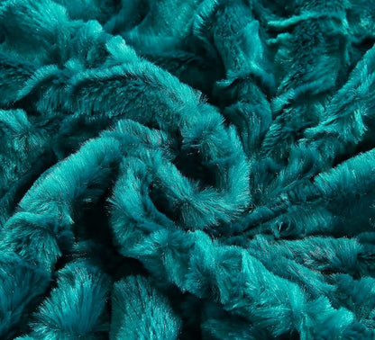 Emerald Green Blue Faux Fur Sherpa Throw Blanket