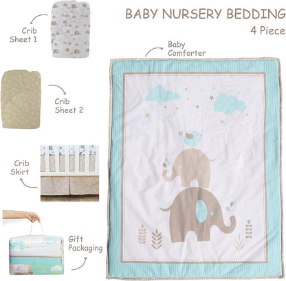 4 Piece Baby Crib Bedding Set Reversible Comforter