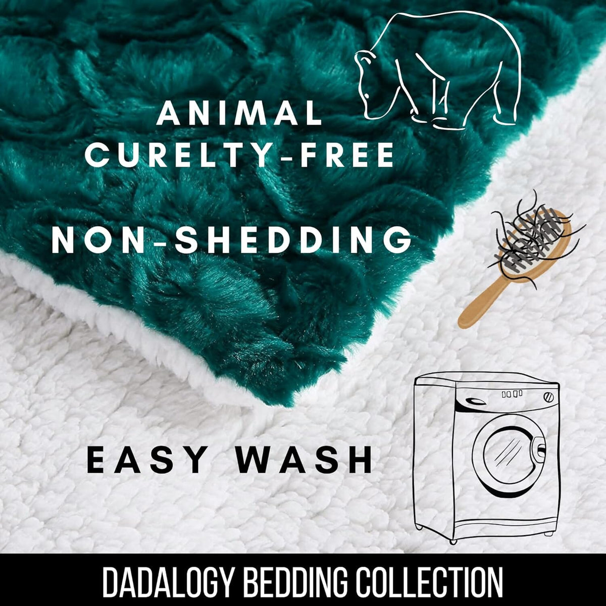 Emerald Green Blue Faux Fur Sherpa Throw Blanket