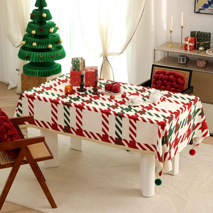 Red and Green Holiday Plaid Christmas Tablecloth