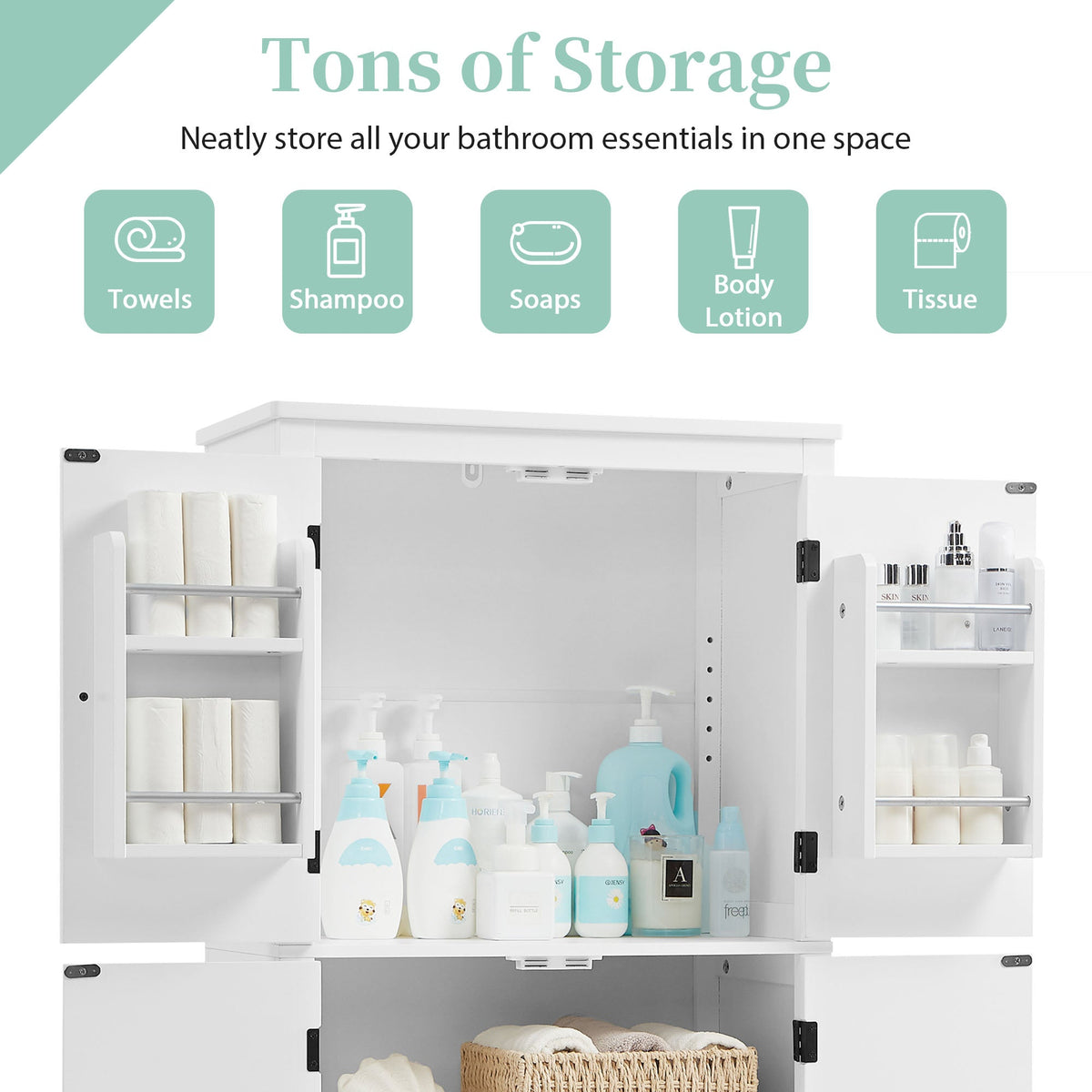 Bathroom floor storage cabinet
