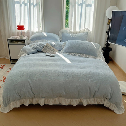 lace carved velvet warm duvet cover